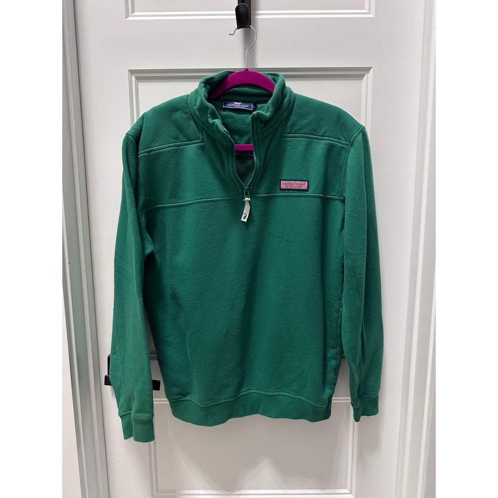 Vineyard Vines Womens Green Quarter Zip Pullover Fleece Sweatshirt Size Small